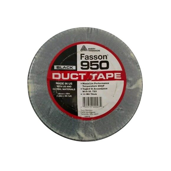 NEW AVERY DENNISON FASSON 950 Duct Tape Black (1.88 x 60.01 yd) Made in USA - Picture 1 of 10